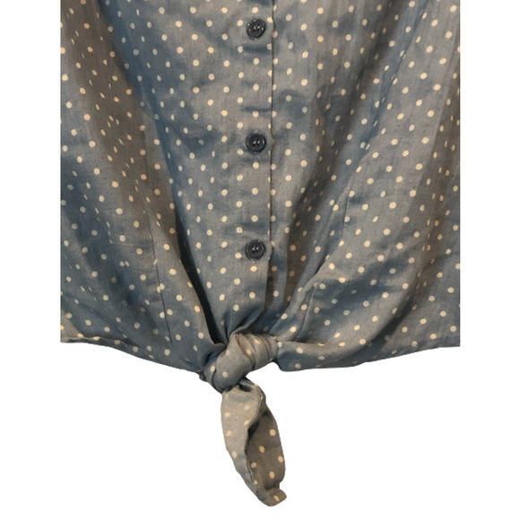 NWOT L'Atiste by Amy Blue White Polka Dot Sleeveless Collared Tie Knot Tank - Picture 4 of 8